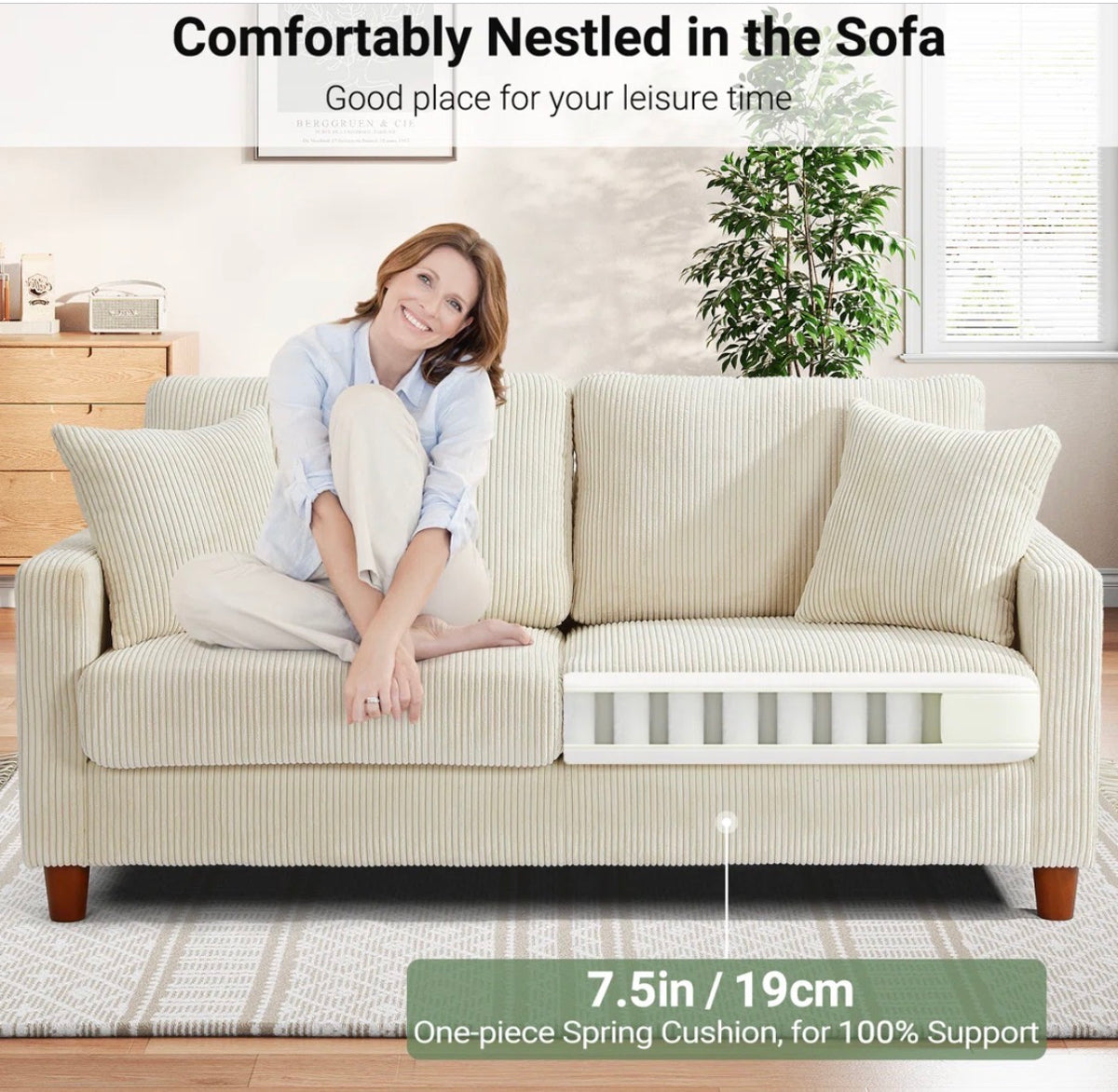 Sofa - Ebern Designs 2-Seater Corduroy Sofa