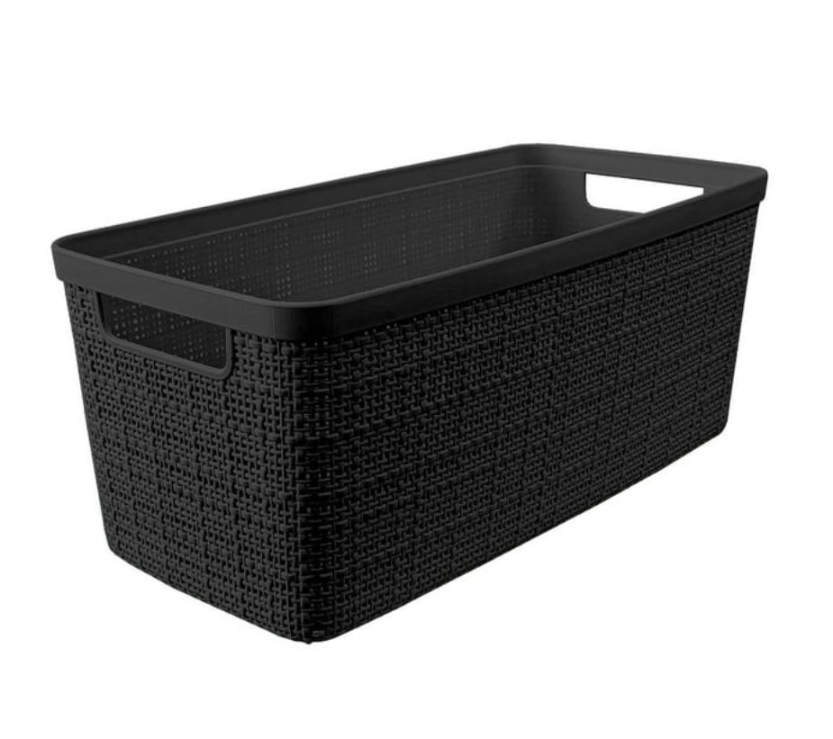 Organization - Curver Jute Basket Slim Durable Resin Organization and Storage Basket Bin, Black - WM11.25.25