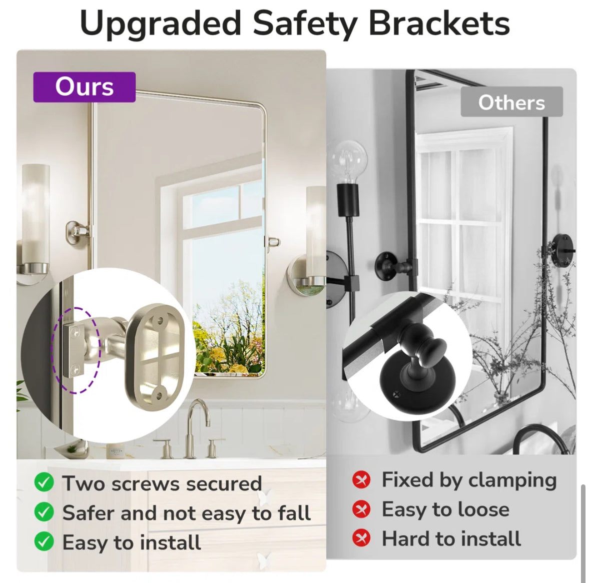 Mirror - Bathroom Tilt Mirror Aluminum Alloy Frame Pivot Mirror - WF1.3.26