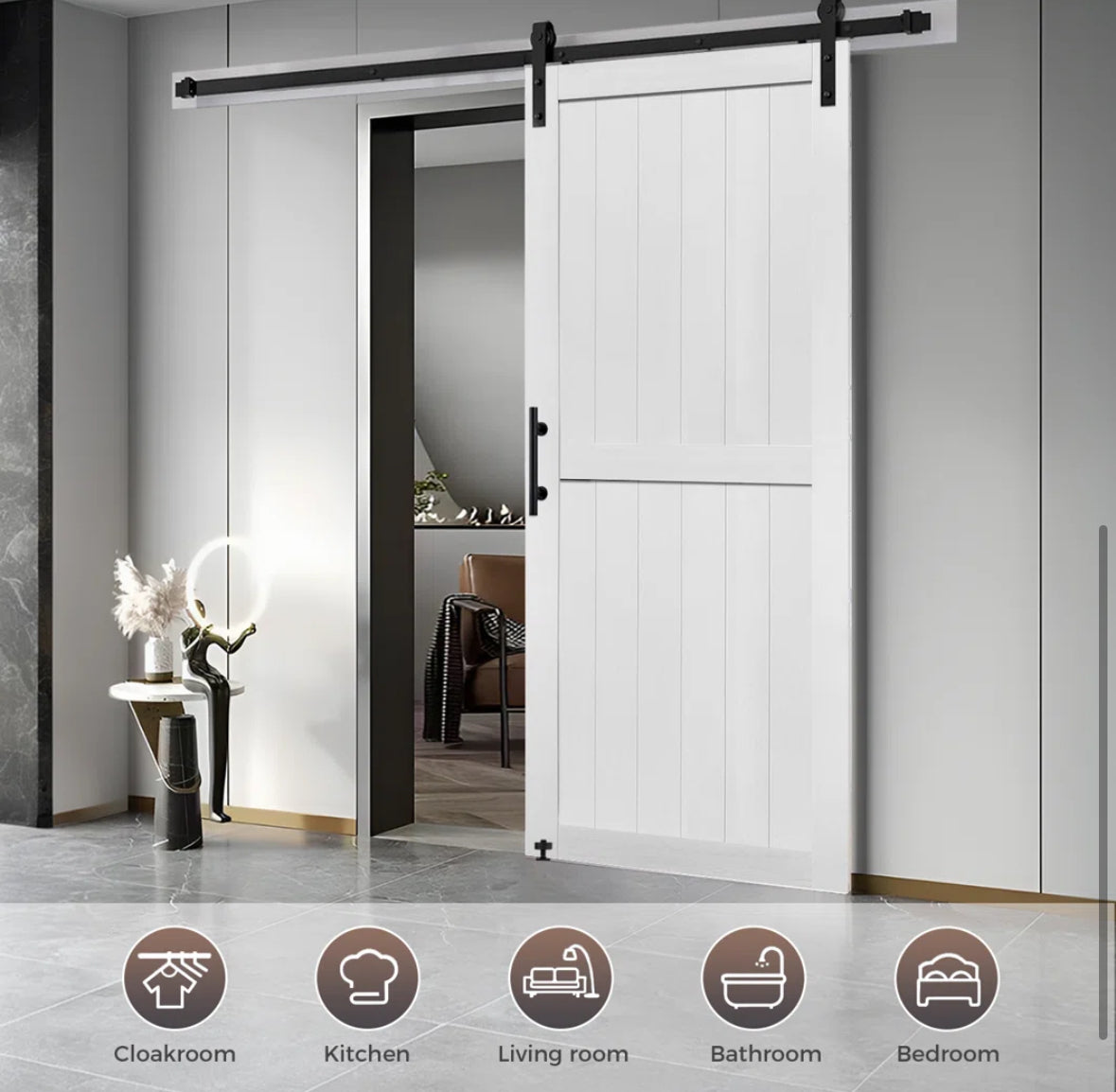 Door - 96" Tall x 32" Wide Barn Door White Hardware Included (2 available) - WF11.7.25
