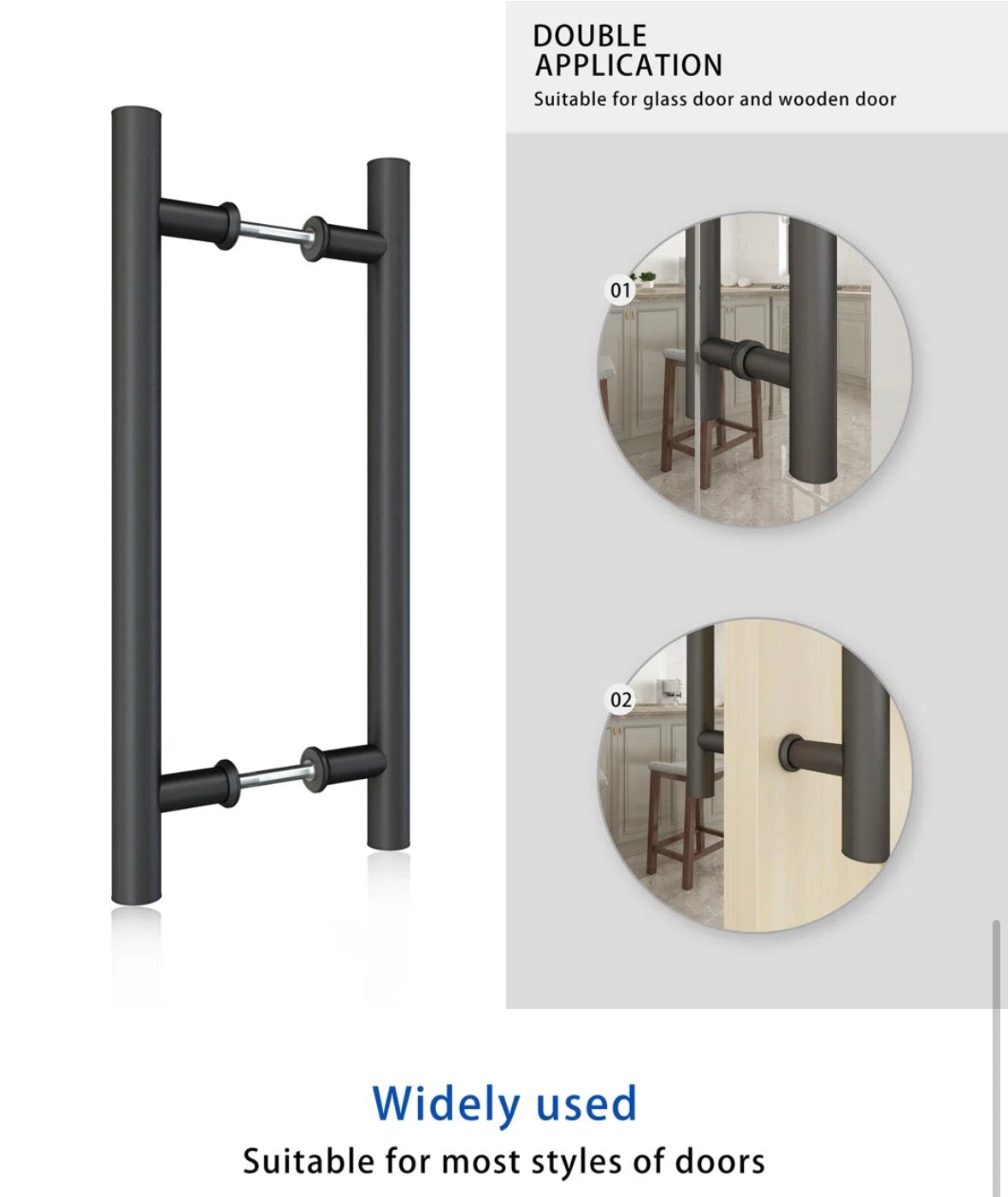 Door Hardware - Jubest 16 in Steel Barn Door Hardware Modern Double Sided Round Pull Handle - WF1.3.26