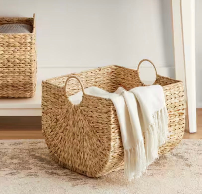 Basket - Woven Bulrush Storage Basket