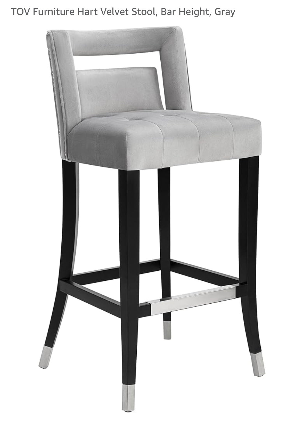 Barstool Single - 26" TOV Furniture Hart Velvet