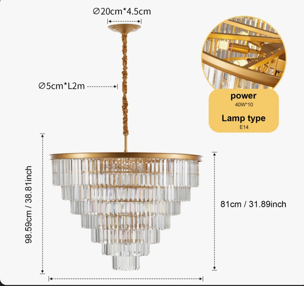 Chandelier - Modern K9 Crystal Chandelier - 35.43" - 7-Tier