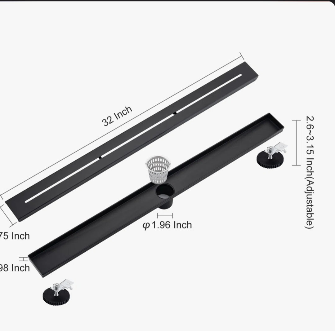 Drain Assembly - 32" Wide Linear Grid - Curbless Shower Design
