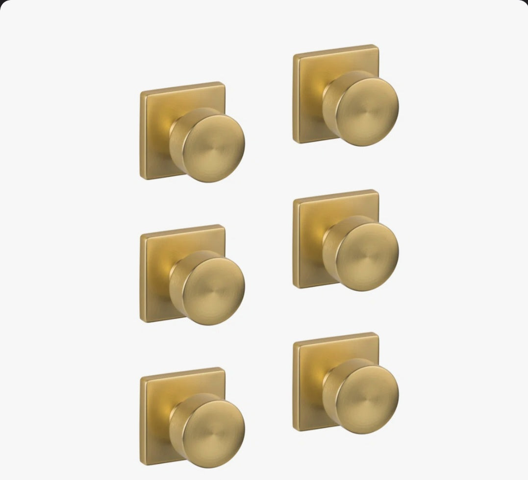 Door Knobs - Bergen Single Dummy Door Knob with Square Rosette Multipack (6)