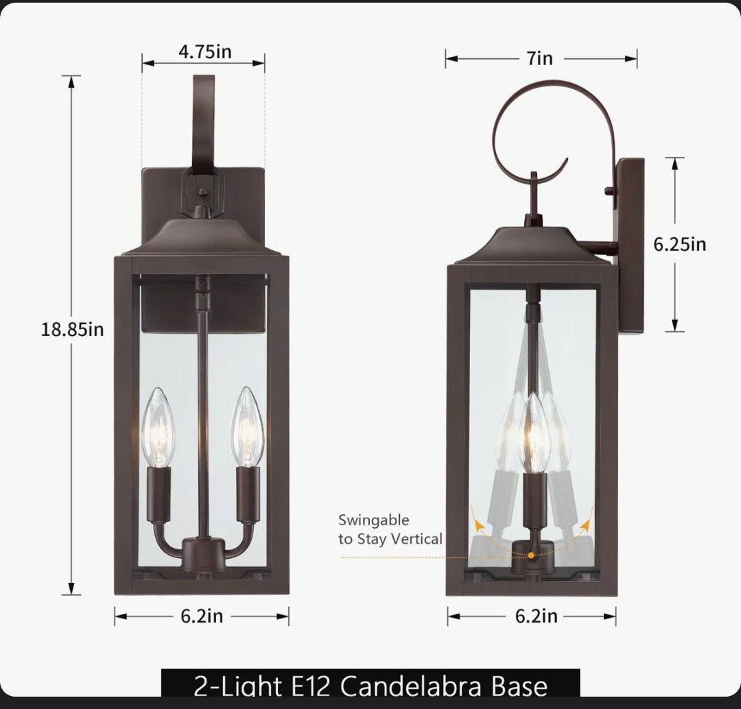 Outdoor - Pankova Wall Light- 18"-2 light Rubbed Bronze
