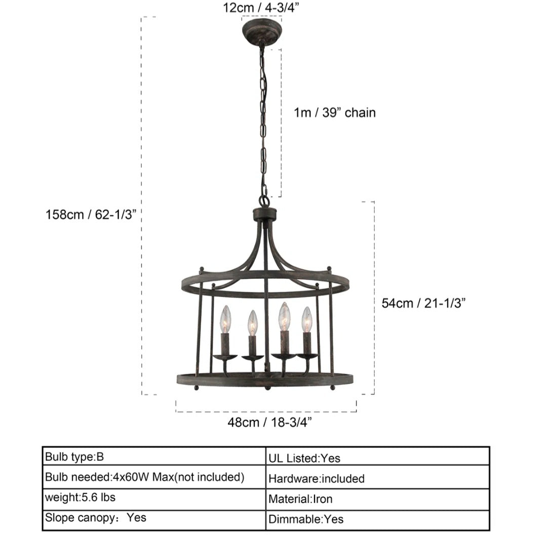 Chandelier - Leitersburg 4 - Light Iron Dimmable Chandelier - WF12.4.25