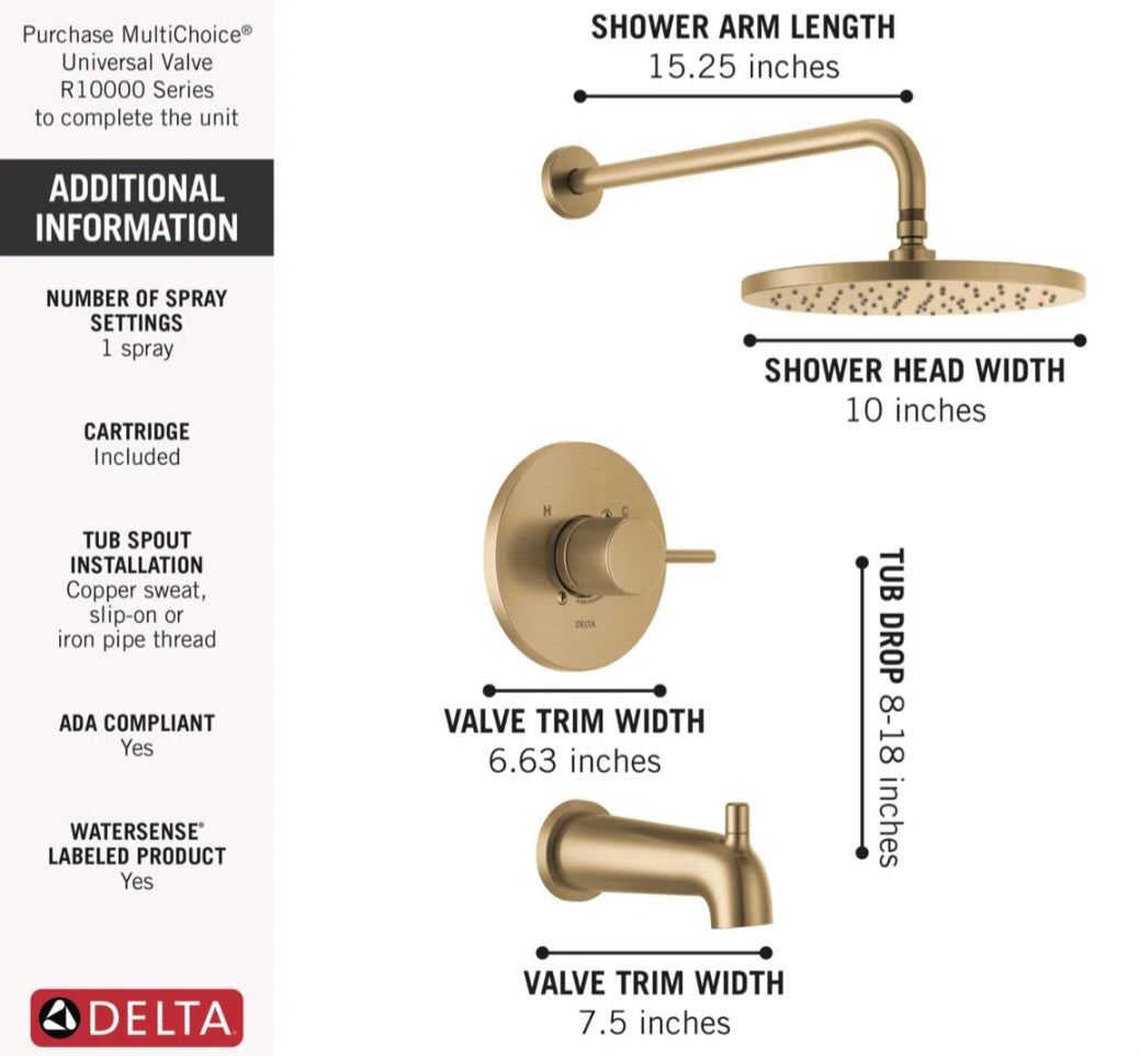 Faucet - Modern Raincan Round Single Function Tub and Shower Faucet Set - WF12.4.25