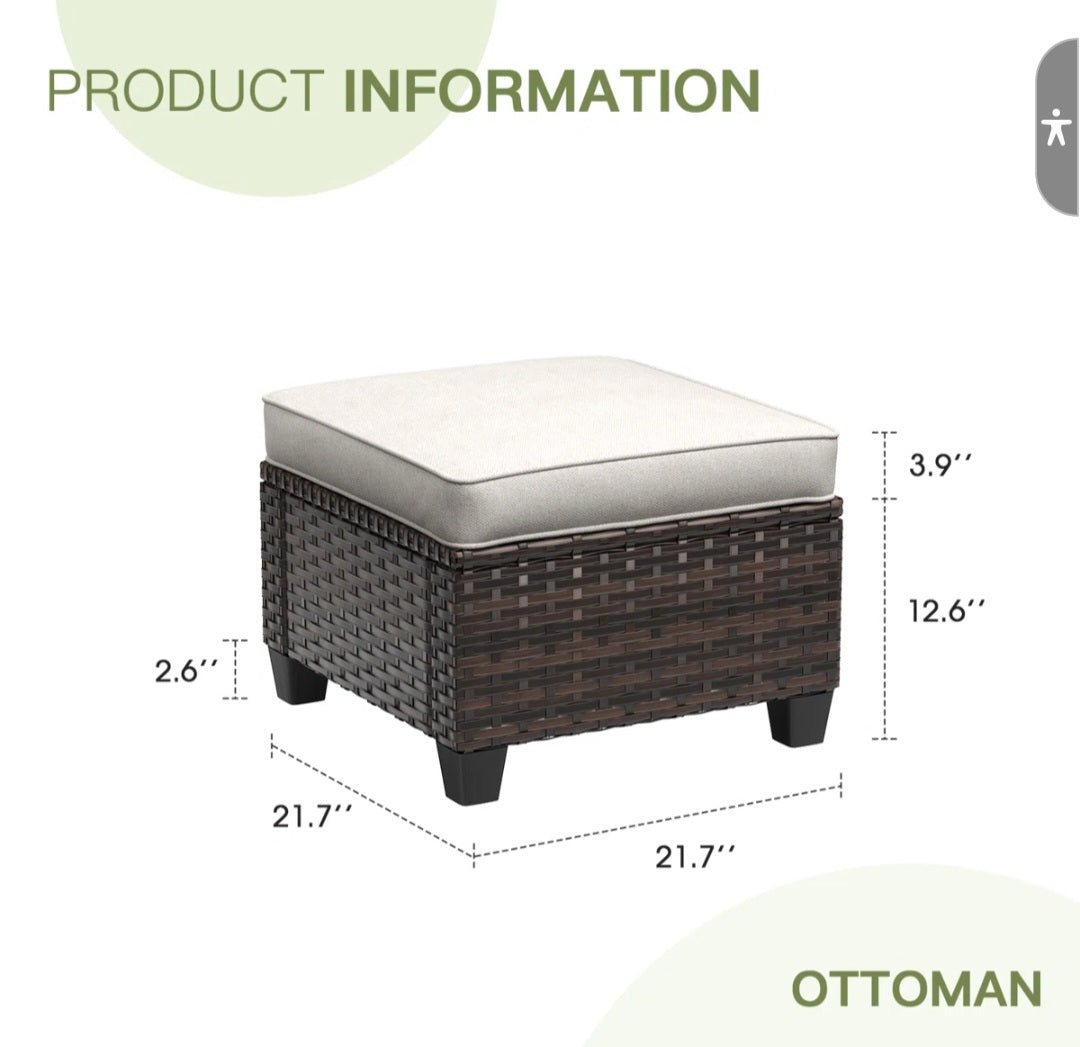 Patio Furniture - Hand-Woven Wicker Outdoor Ottoman (2 available)