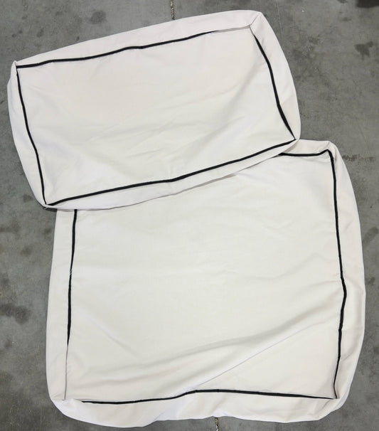 Outdoor Cushion Cover Set - Ivory with Black Piping Seat 28” x 27” x 4” Back Cushion 28” x 17” x 4”
