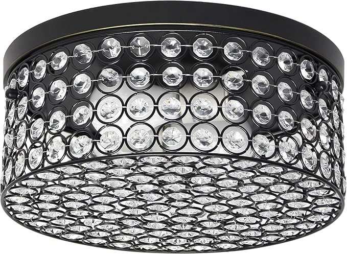 Flush Mount - Elegant Designs Elipse Crystal 2 Light Round Ceiling - WF
