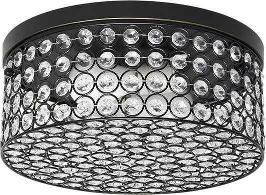 Flush Mount - Elegant Designs Elipse Crystal 2 Light Round Ceiling - WF