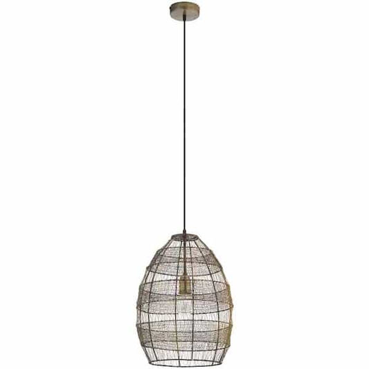 Pendant - Neddie Brass with Woven Shade - WF