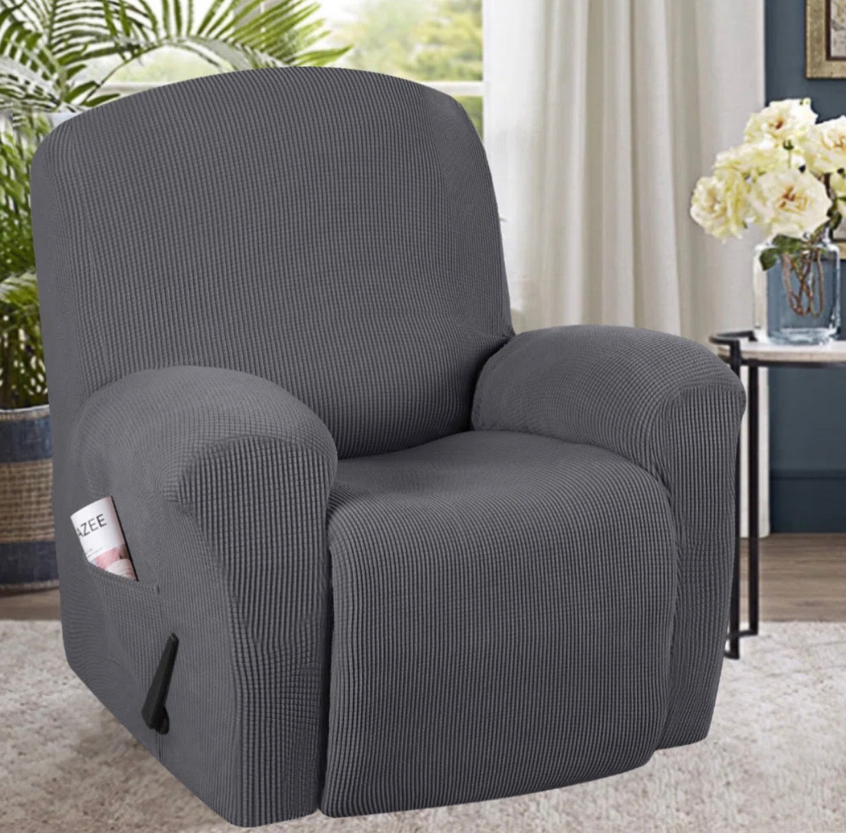 Slipcover - Recliner Cover Grey Waffle Pattern