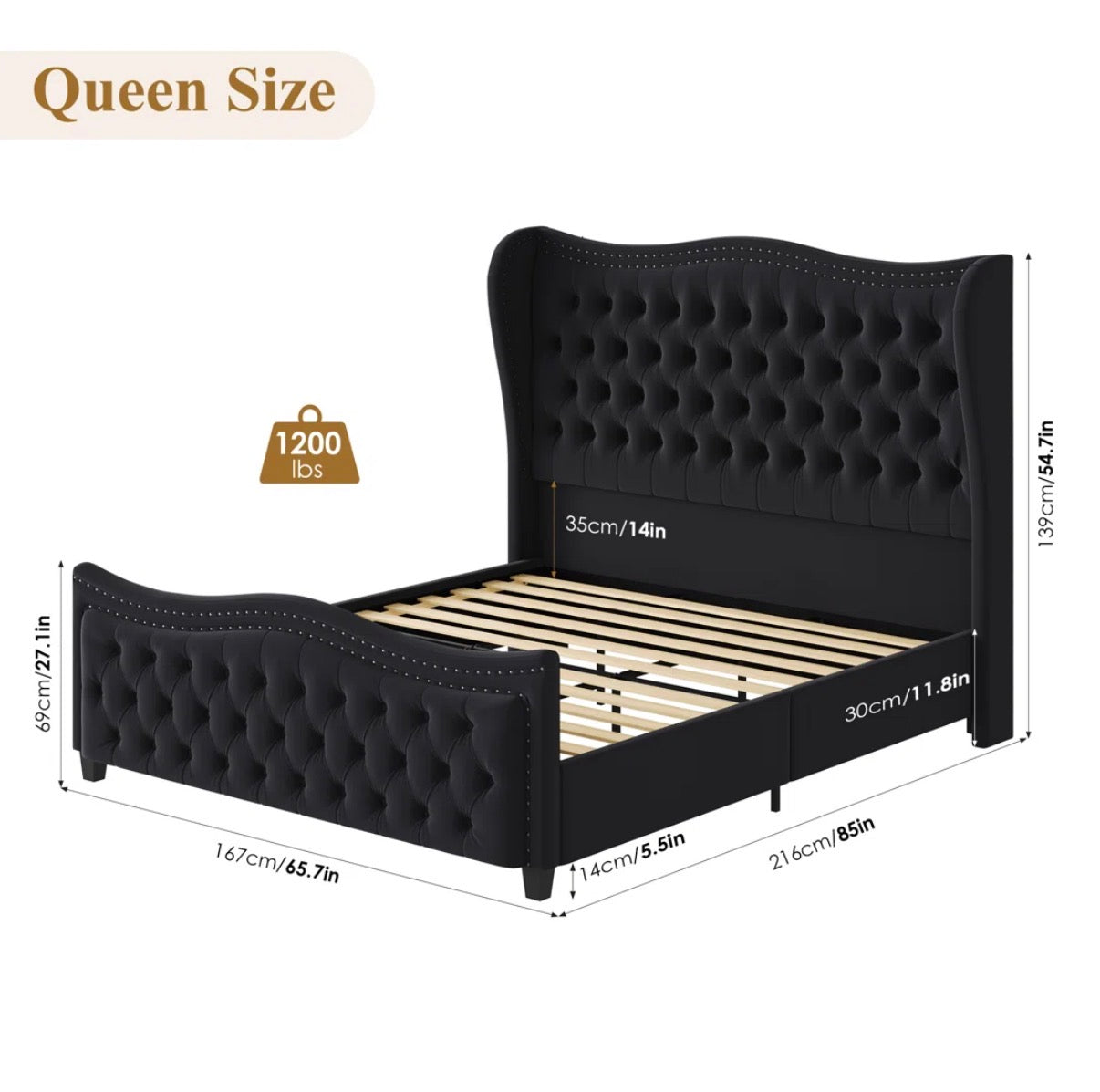 Bed - Queen Size Metter Upholstered Bed