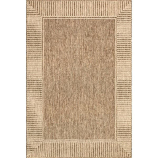 Rug - 10’ x 13’ Asha Simple Border Light Brown 9 ft. 6 in. x 12 ft. Indoor/Outdoor Patio/Living