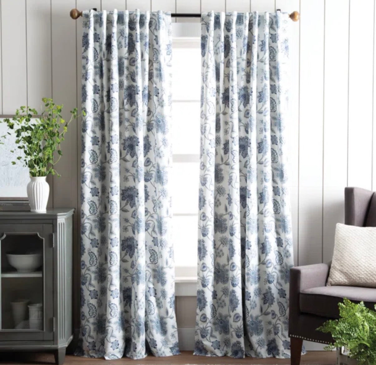 Curtain - 50" W x 84" Jakarta Cotton Blend Floral Blackout Rod Pocket Curtain Panels (2 sets available)