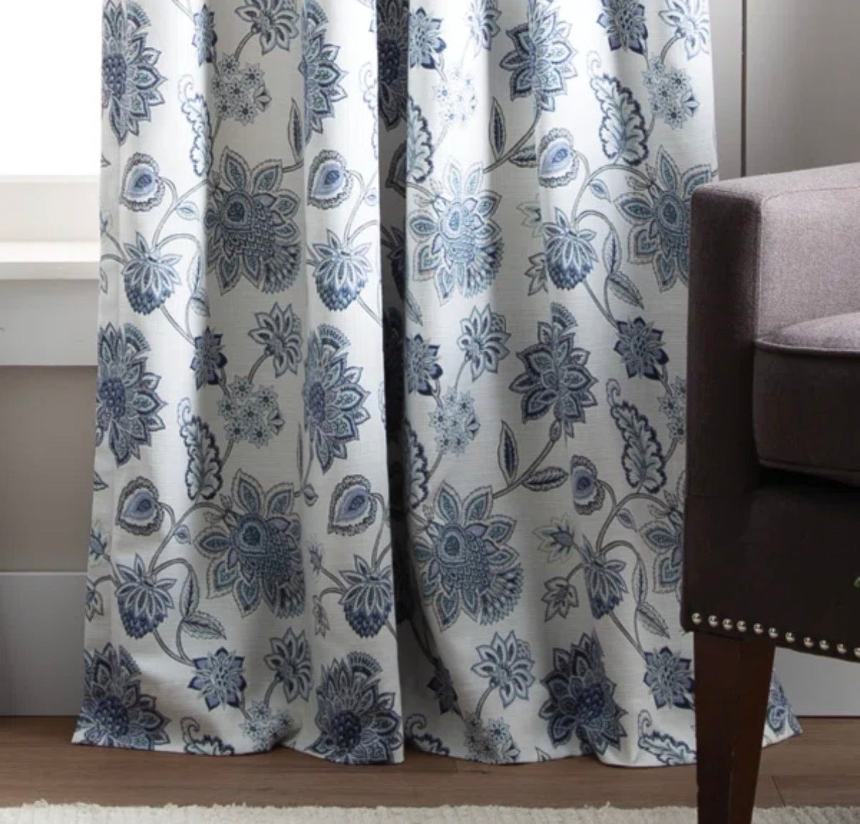 Curtain - 50" W x 84" Jakarta Cotton Blend Floral Blackout Rod Pocket Curtain Panels (2 sets available)