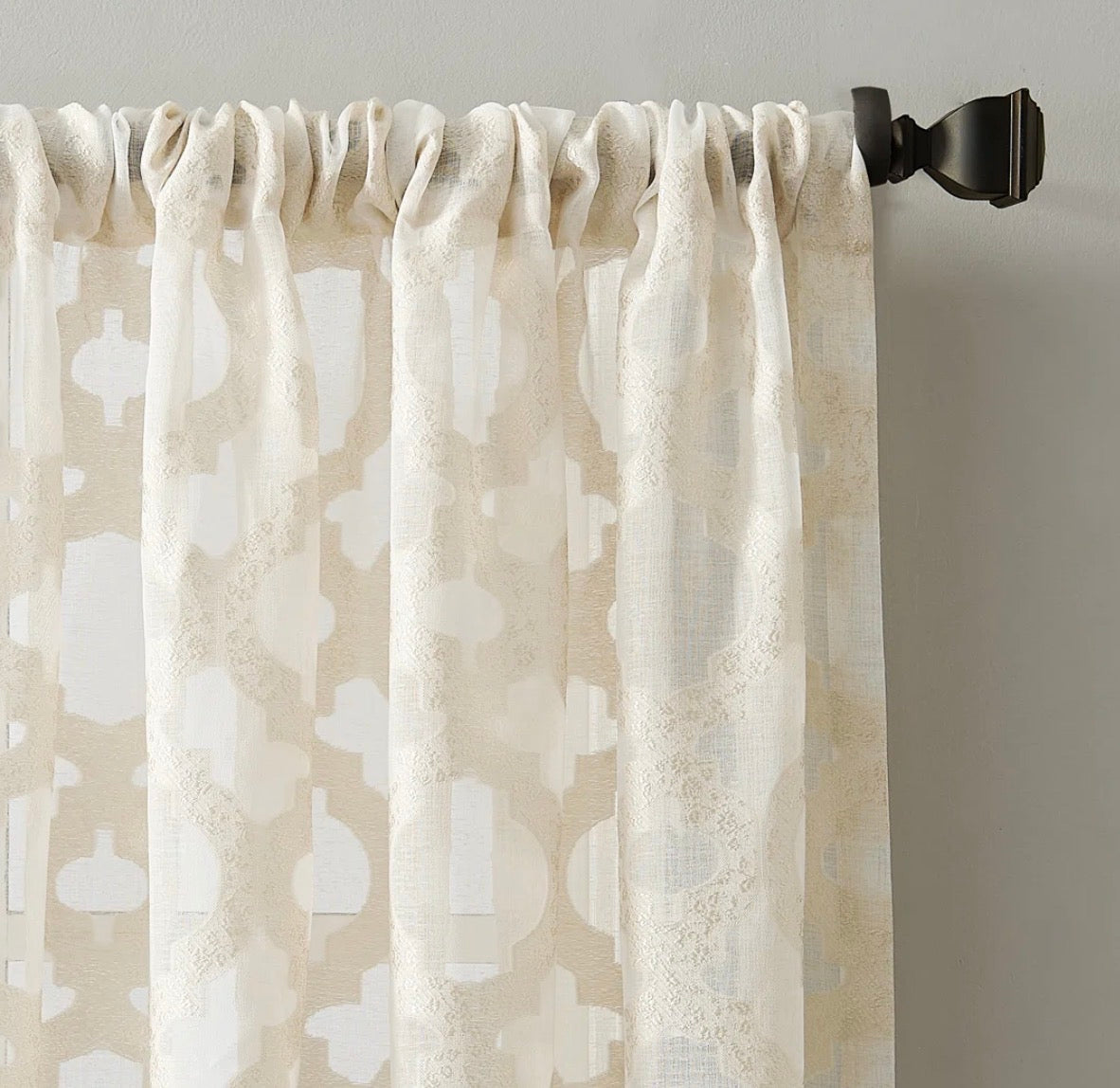 Curtain - 52" x 95" Anuel Trellis Jacquard Sheer Rod Pocket Curtain Panel