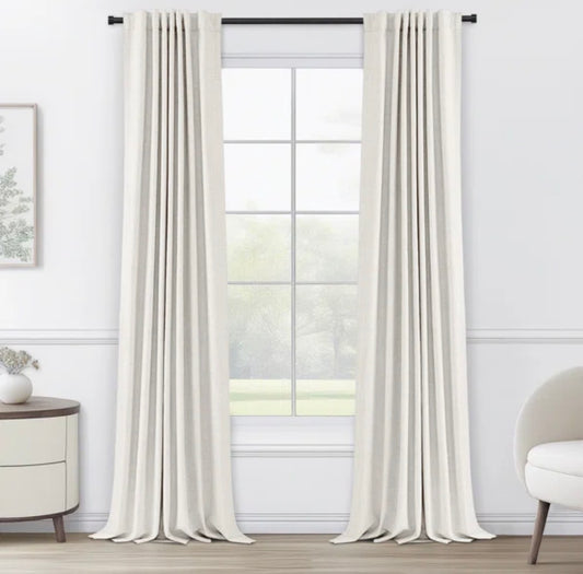 Curtain - 42” x 84” Graciella Thermal Insulated Faux Linen Textured 100% Blackout (2 Sets Available)