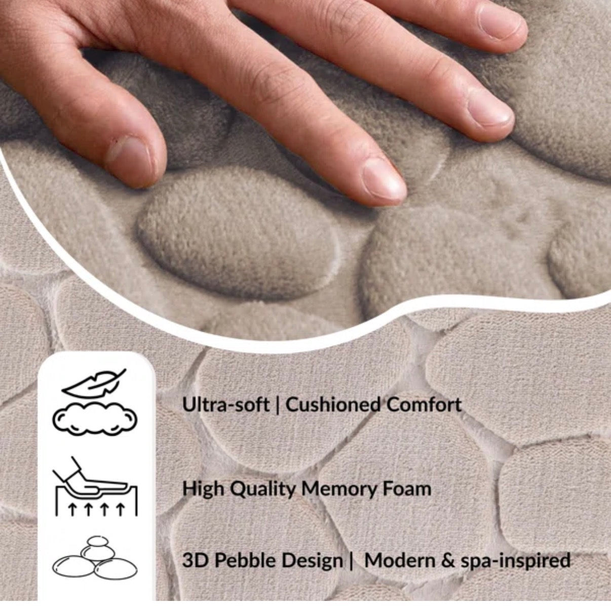 Rug - Cobble Stone Mat Memory Foam Bath Rug