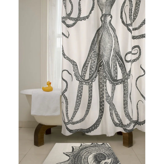 Shower Curtain - Evgeniya Octopus Cotton Shower Curtain