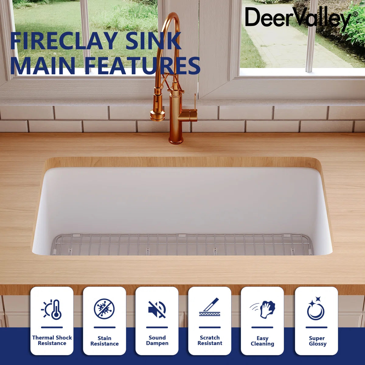 Sink - Kitchen Rectangular Fireclay 32" x 19" Undermount Kitchen Sink
