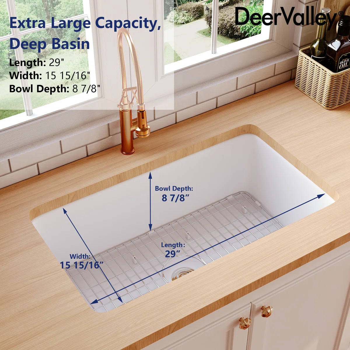 Sink - Kitchen Rectangular Fireclay 32" x 19" Undermount Kitchen Sink