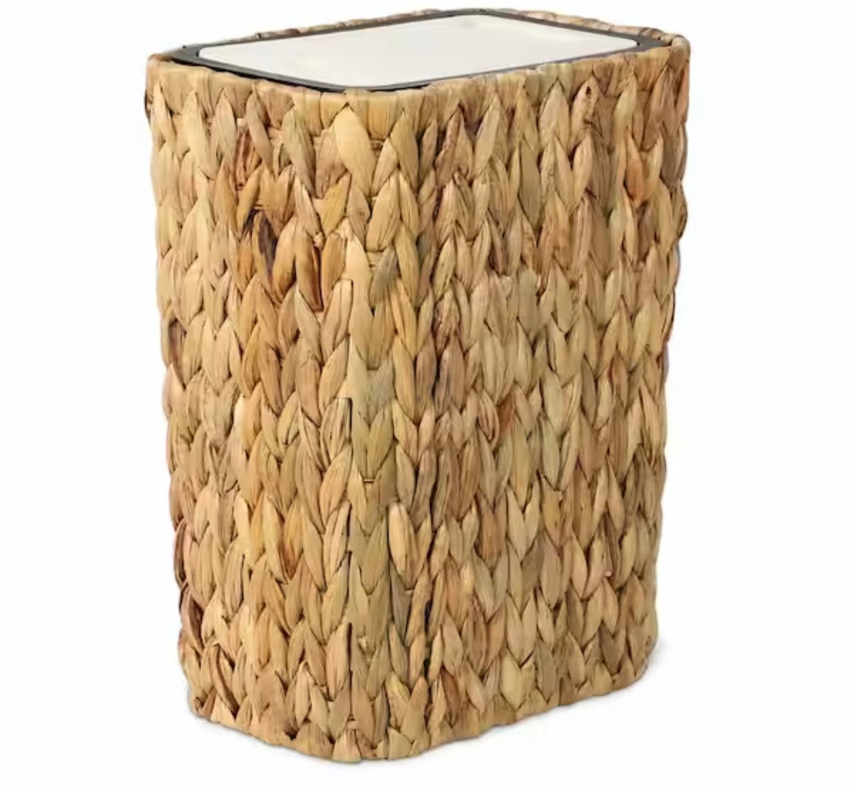 Trash Can - Boho Rattan 2.6 Gallon Trash Can with Press Top Lid Waste Basket and Hamper 2 in 1