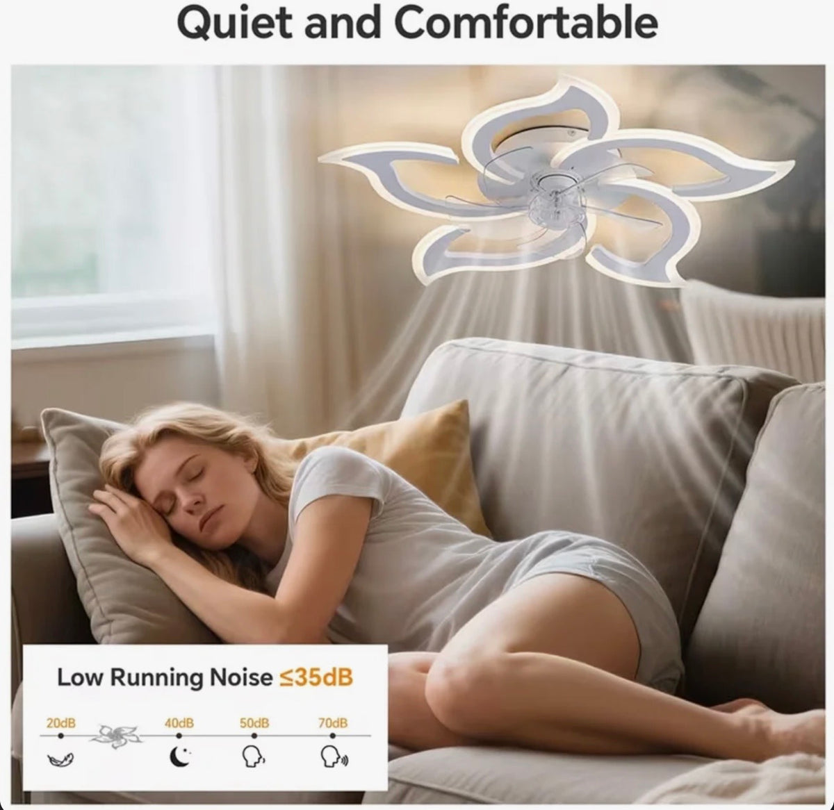 Ceiling Fan - Ebern Flower Design Low Profile Fan with Lights, with Reversible, 6 Speeds and Dimmable, Flush Mount LED