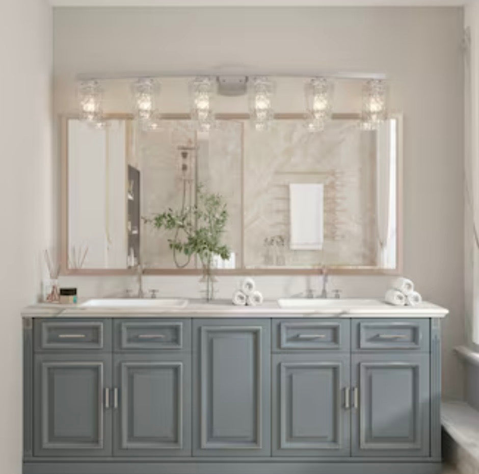 Vanity Light - ACROMA Waycross 51.2-in 6 Light Brushed Nickel Modern/contemporary Bathroom Vanity light