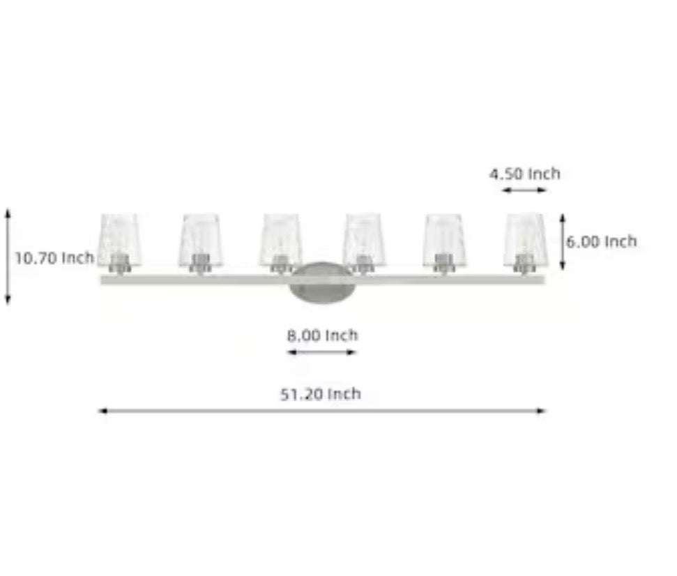 Vanity Light - ACROMA Waycross 51.2-in 6 Light Brushed Nickel Modern/contemporary Bathroom Vanity light