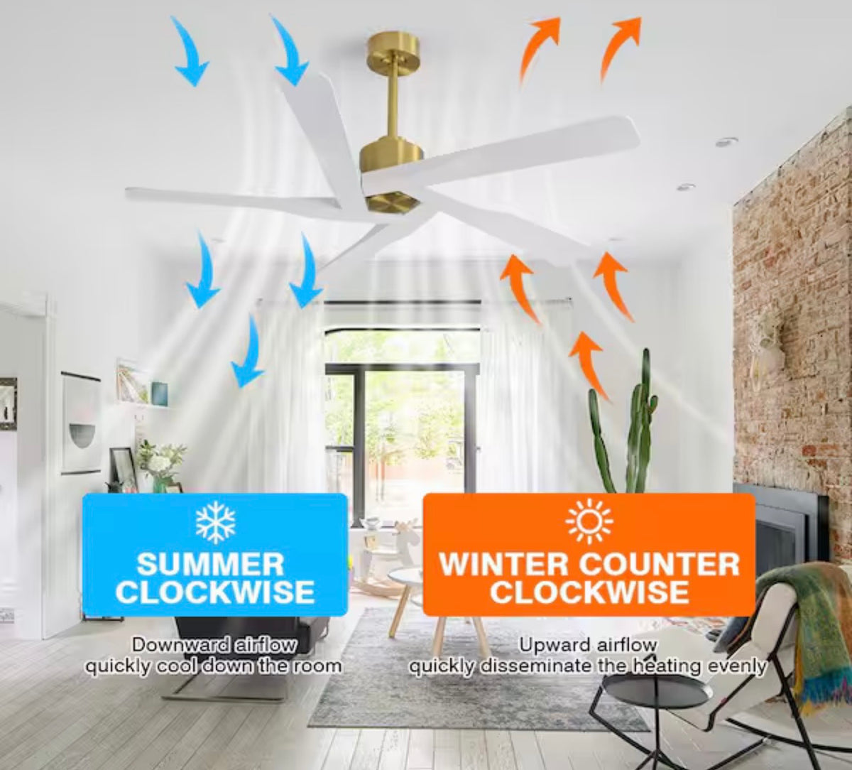 Ceiling Fan - Wingbo 54 in. 6 Fan Speeds Ceiling Fan in White without Light (5 Blades)