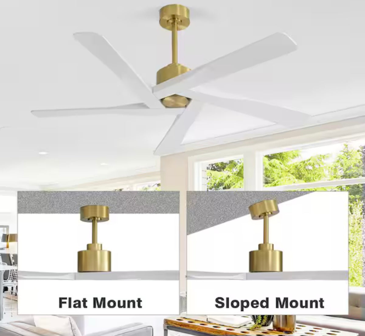 Ceiling Fan - Wingbo 54 in. 6 Fan Speeds Ceiling Fan in White without Light (5 Blades)
