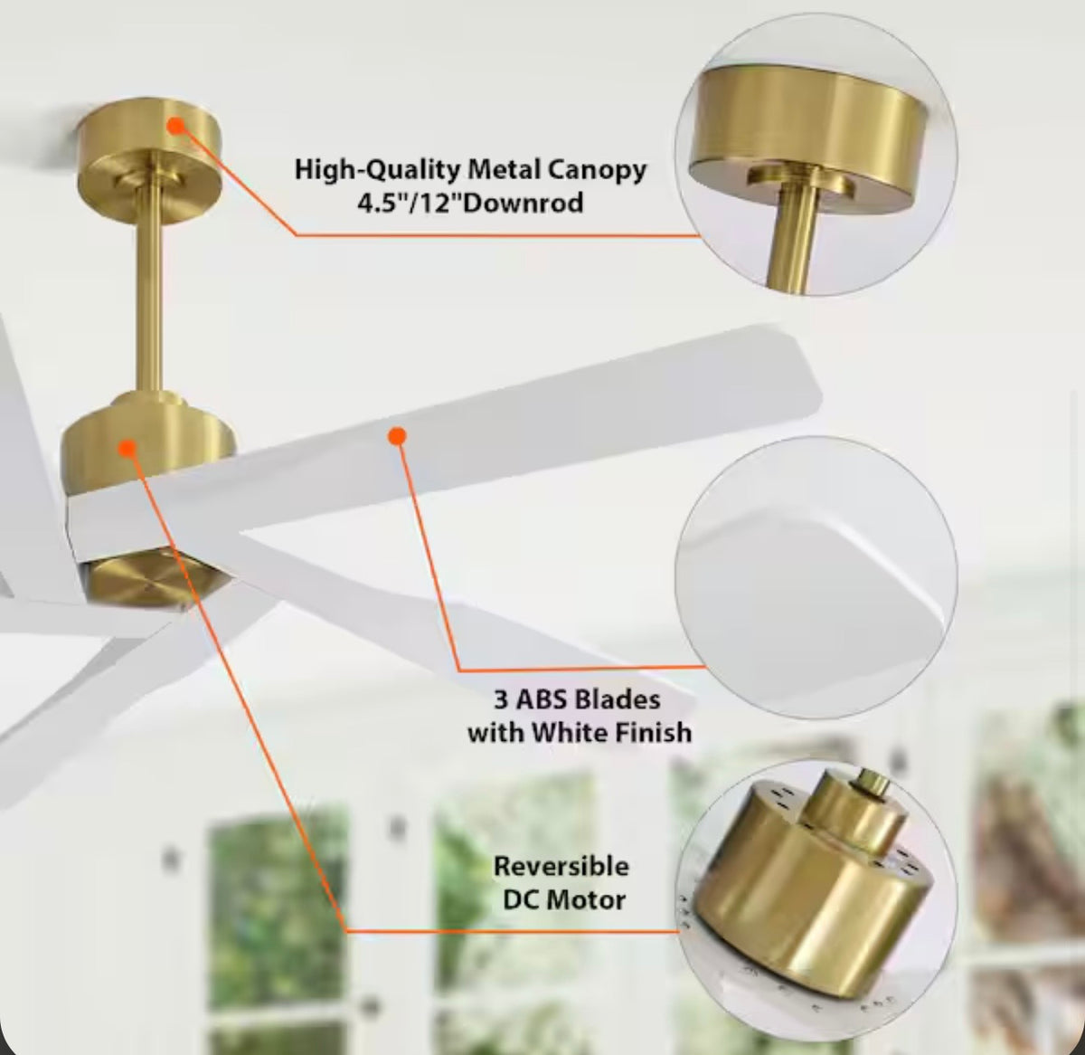 Ceiling Fan - Wingbo 54 in. 6 Fan Speeds Ceiling Fan in White without Light (5 Blades)