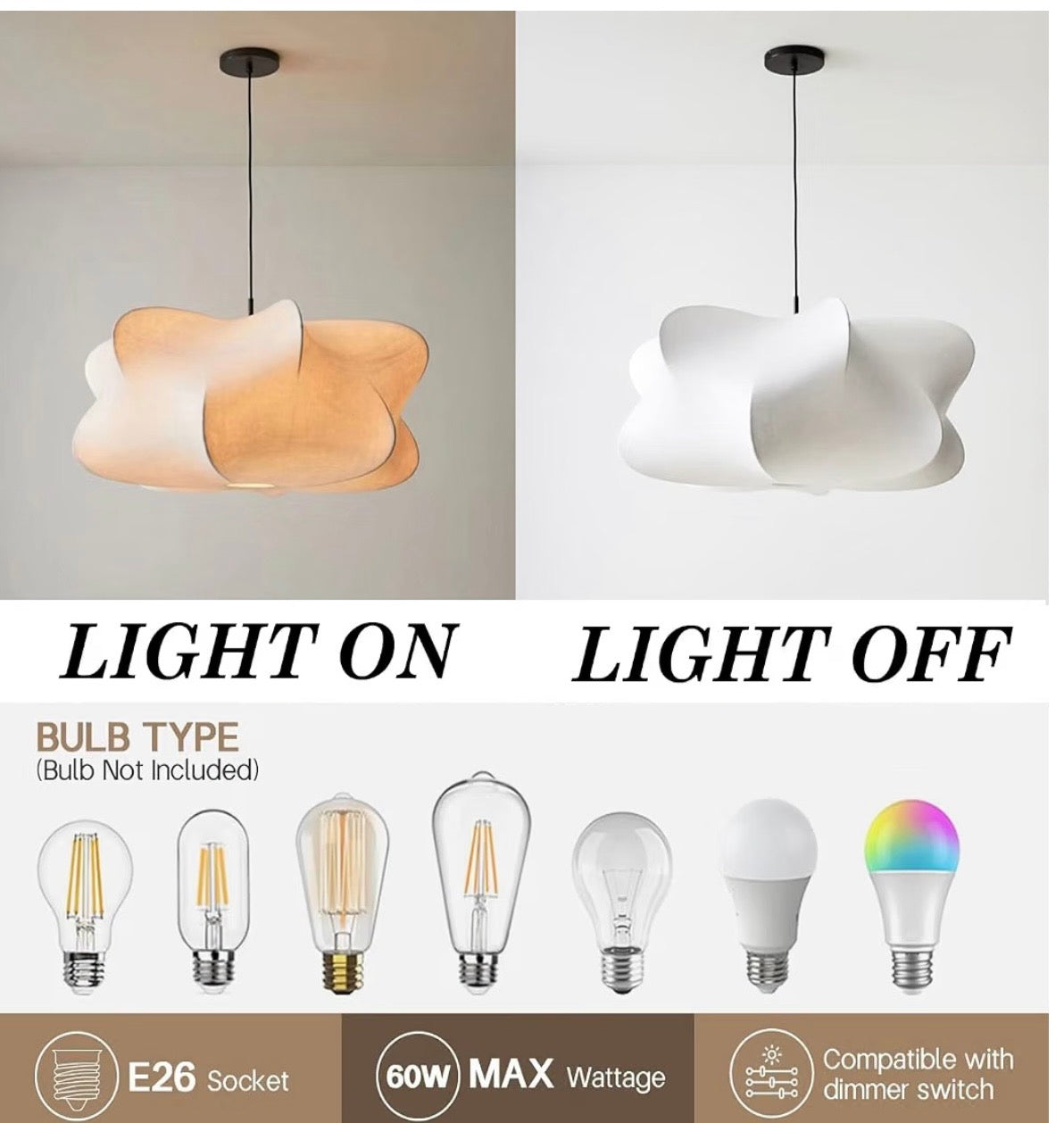 Pendant Light- MIXL Janpanese Style White Fabric 20 in