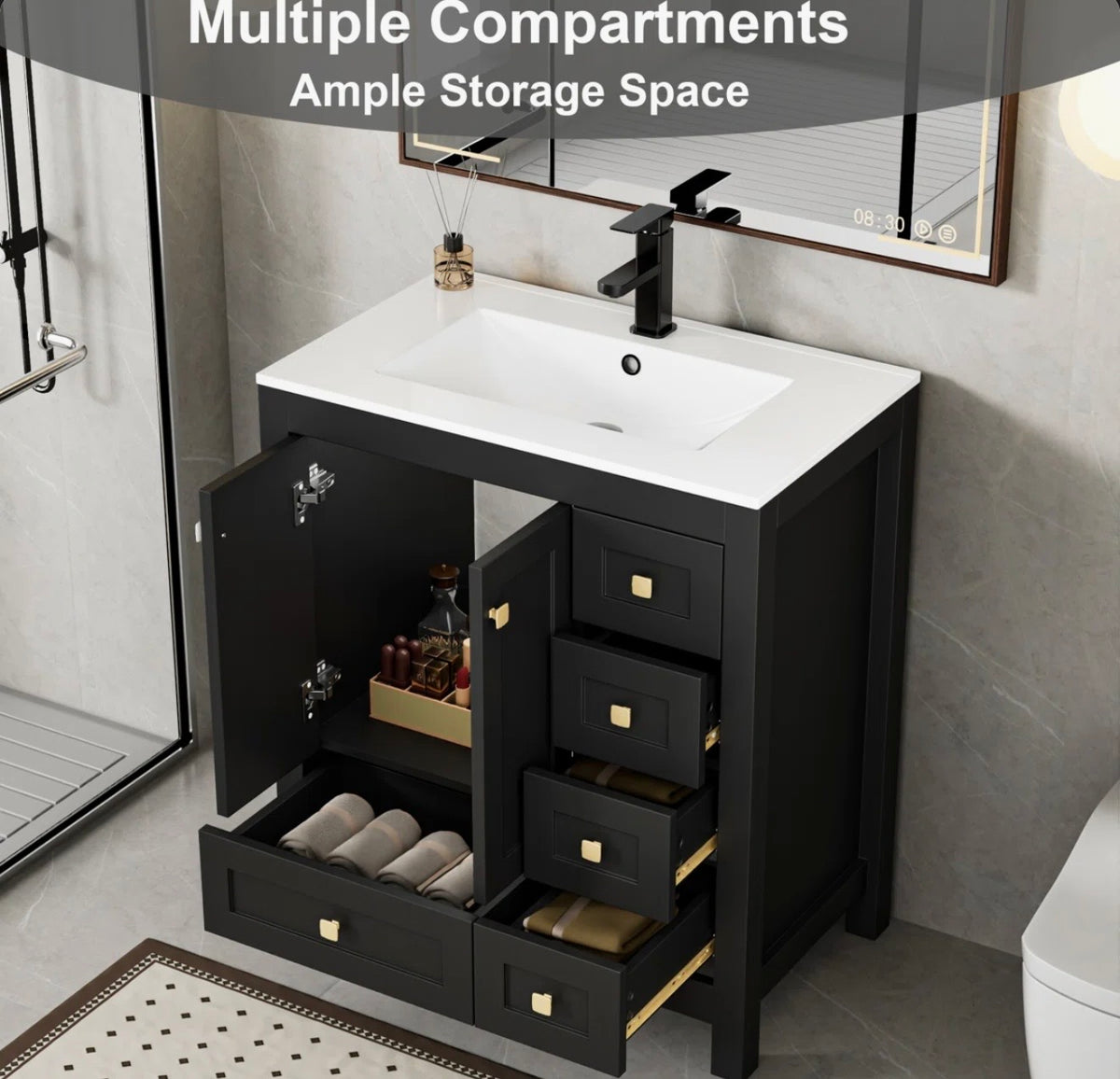 Bathroom Vanity - 30” Wimer Single Bathroom Vanity Set With Sink Top