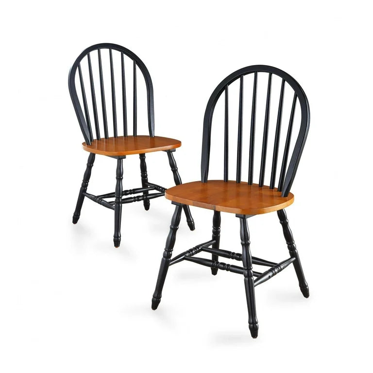 Dining Chair Set of 2 - Autumn Lane Windsor Wood Chairs Black and Oak