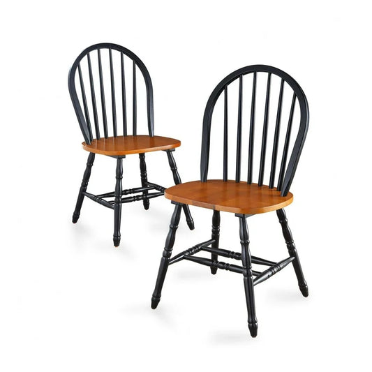 Dining Chair Set of 2 - Autumn Lane Windsor Wood Chairs Black and Oak
