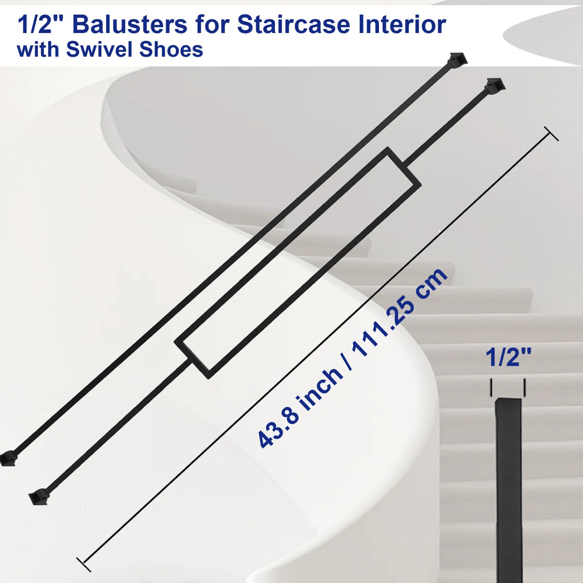 Stair Balusters - 1/2" Square Balusters Rectangular Stair Balusters With Swivel Shoes