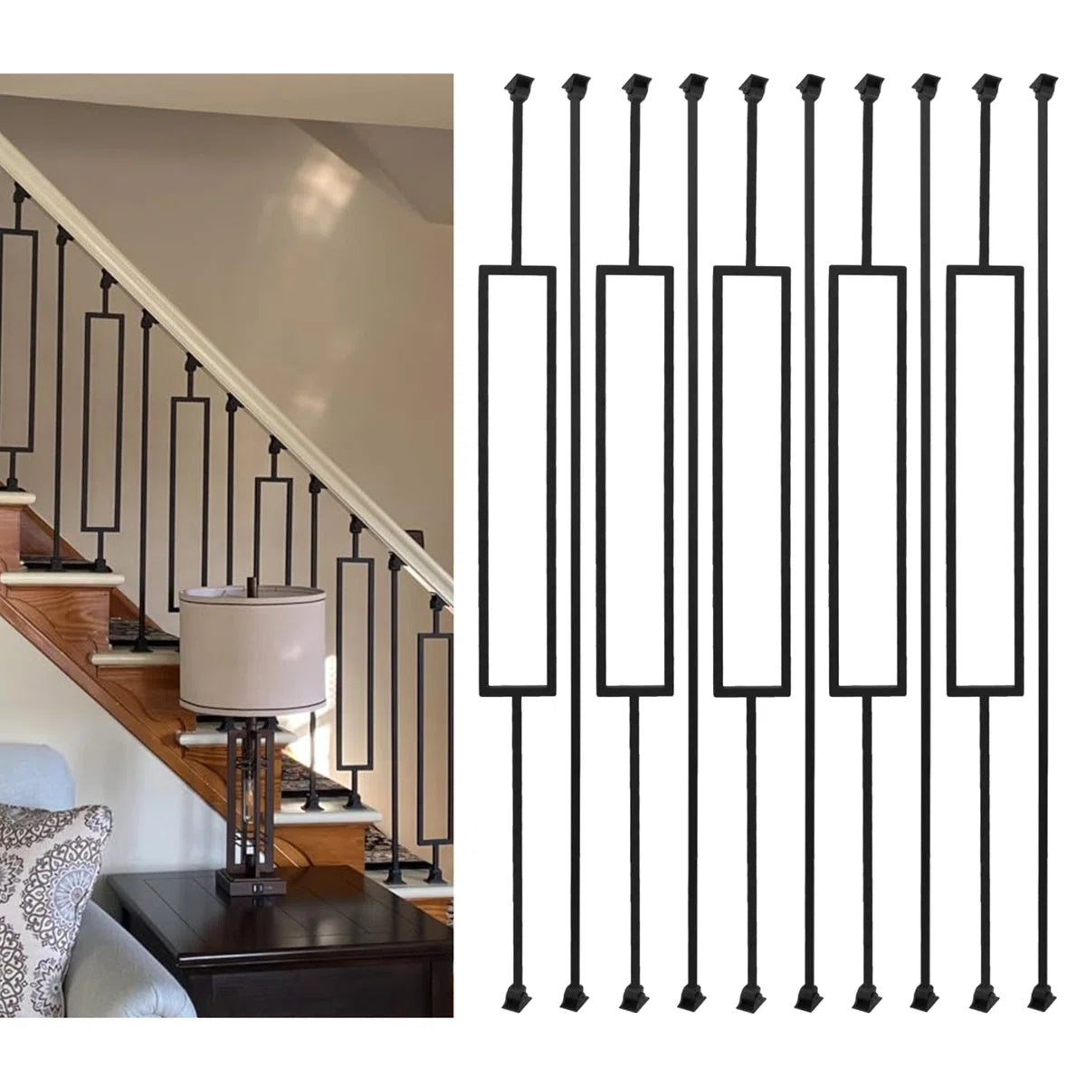 Stair Balusters - 1/2" Square Balusters Rectangular Stair Balusters With Swivel Shoes