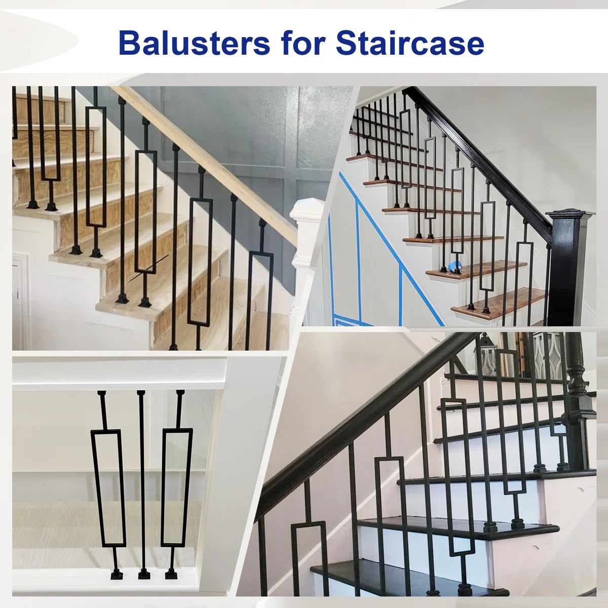 Stair Balusters - 1/2" Square Balusters Rectangular Stair Balusters With Swivel Shoes