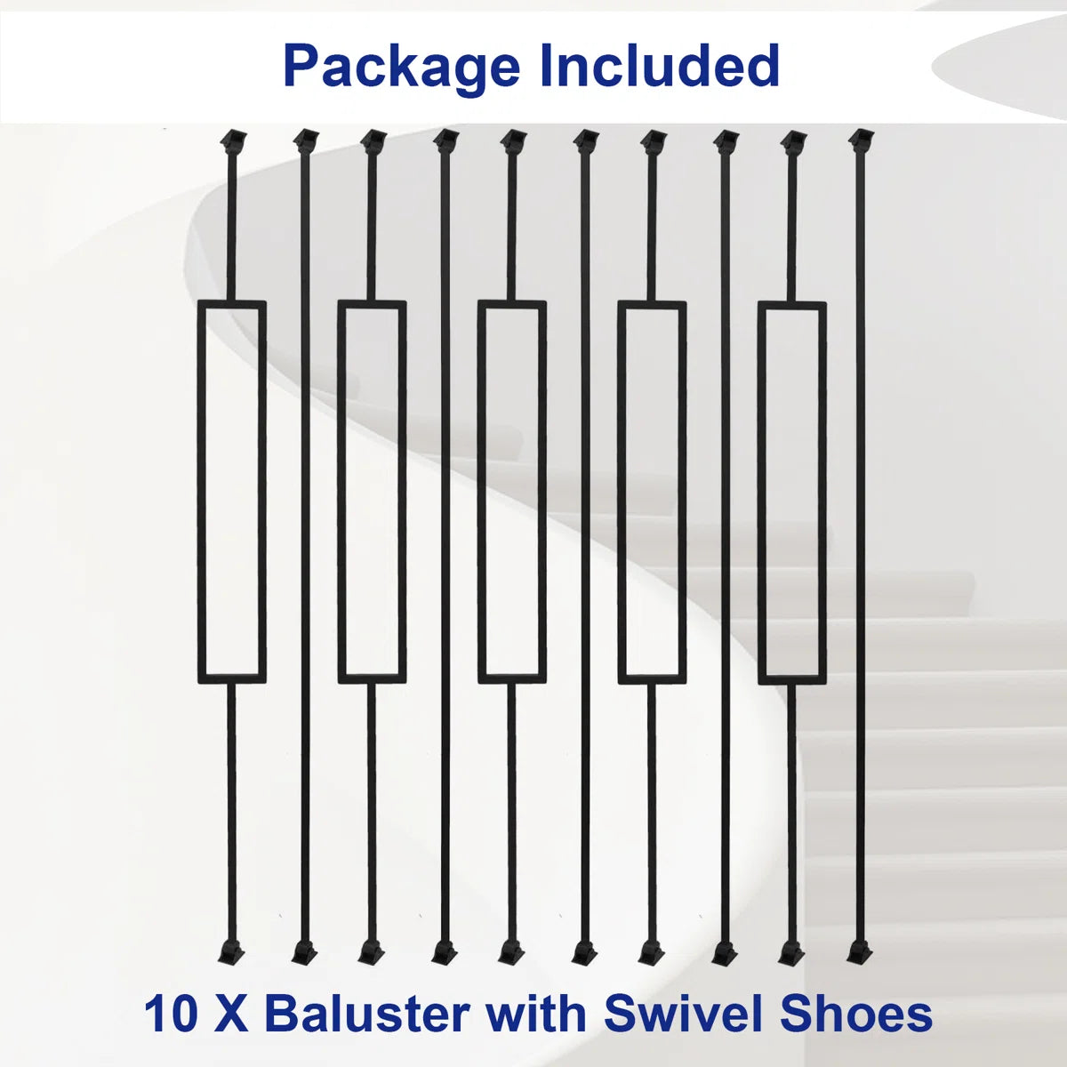Stair Balusters - 1/2" Square Balusters Rectangular Stair Balusters With Swivel Shoes