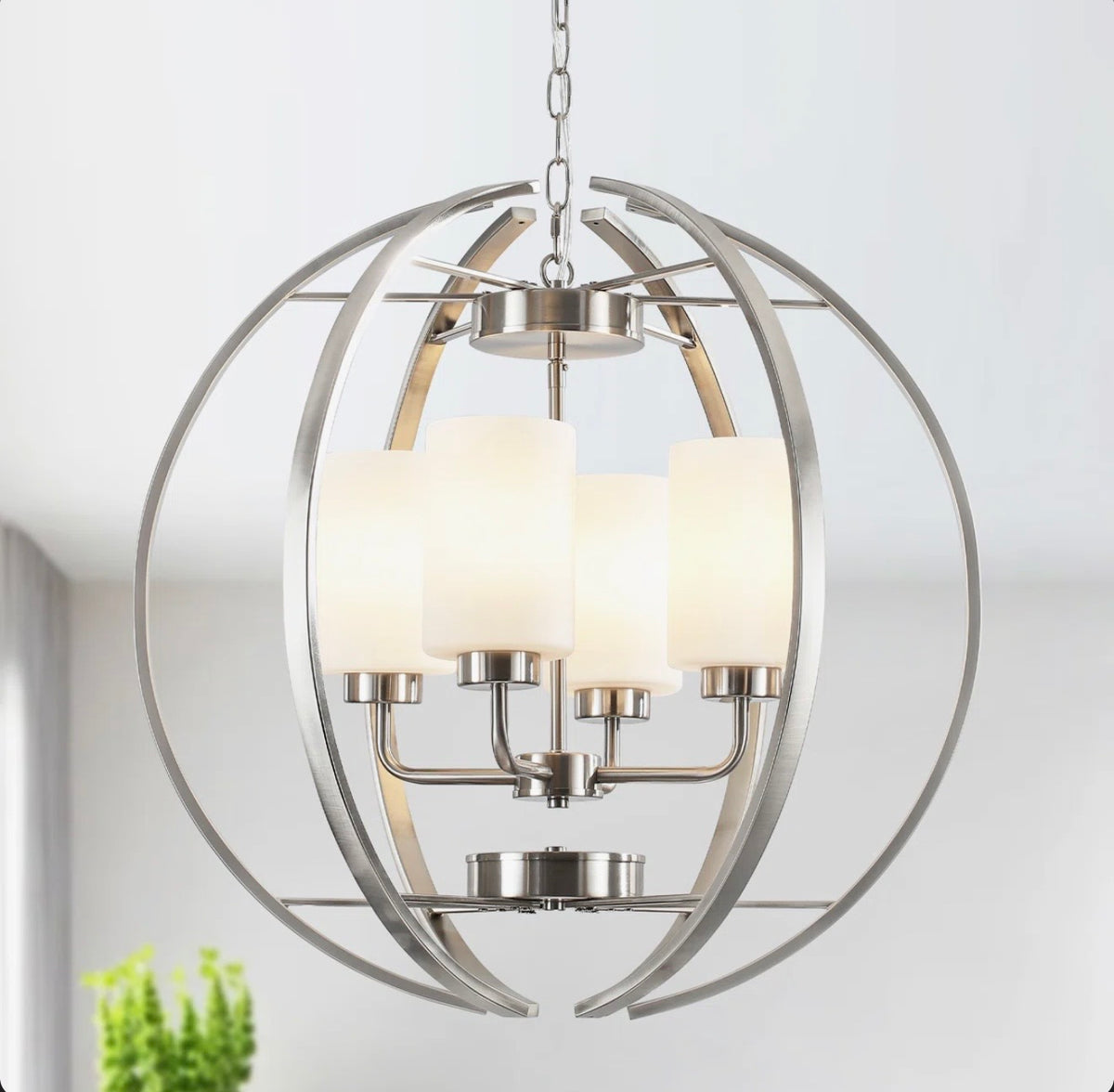 Chandelier - Latitude Run 4-light Dimmable Modern Geometric Shaded Globe Chandelier With Glass Shade