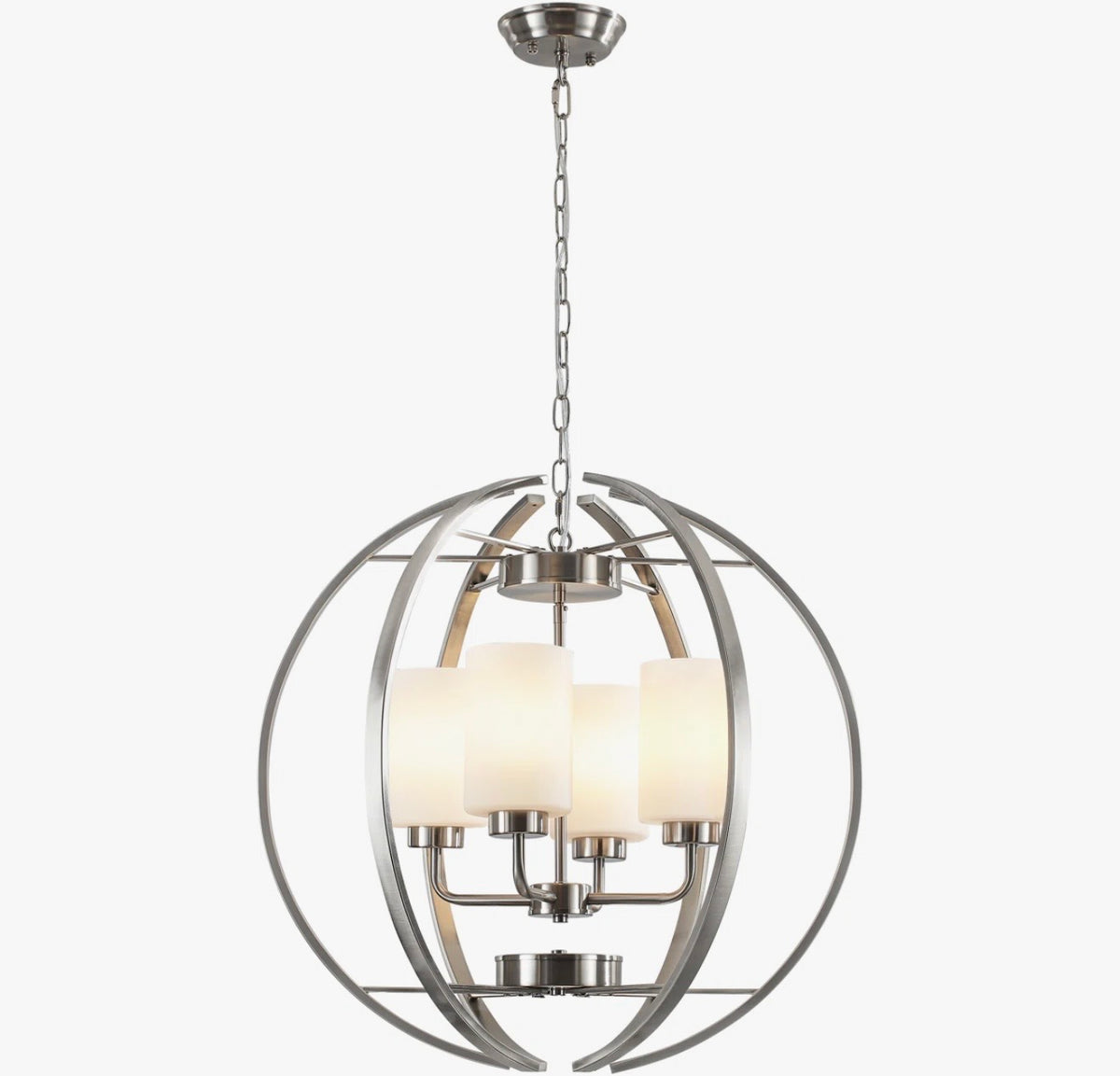 Chandelier - Latitude Run 4-light Dimmable Modern Geometric Shaded Globe Chandelier With Glass Shade