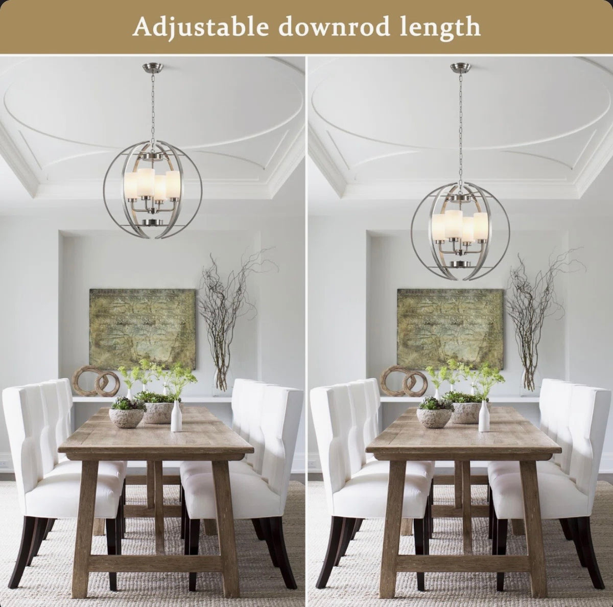 Chandelier - Latitude Run 4-light Dimmable Modern Geometric Shaded Globe Chandelier With Glass Shade