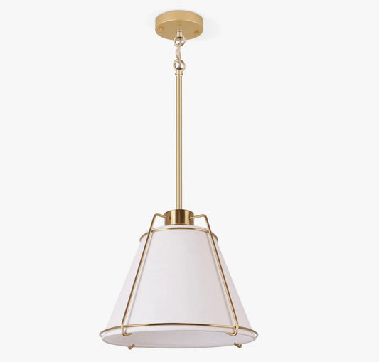 Chandelier - Leibuy 1 Light Brass Pendant Metal Chandelier Fabric Shade