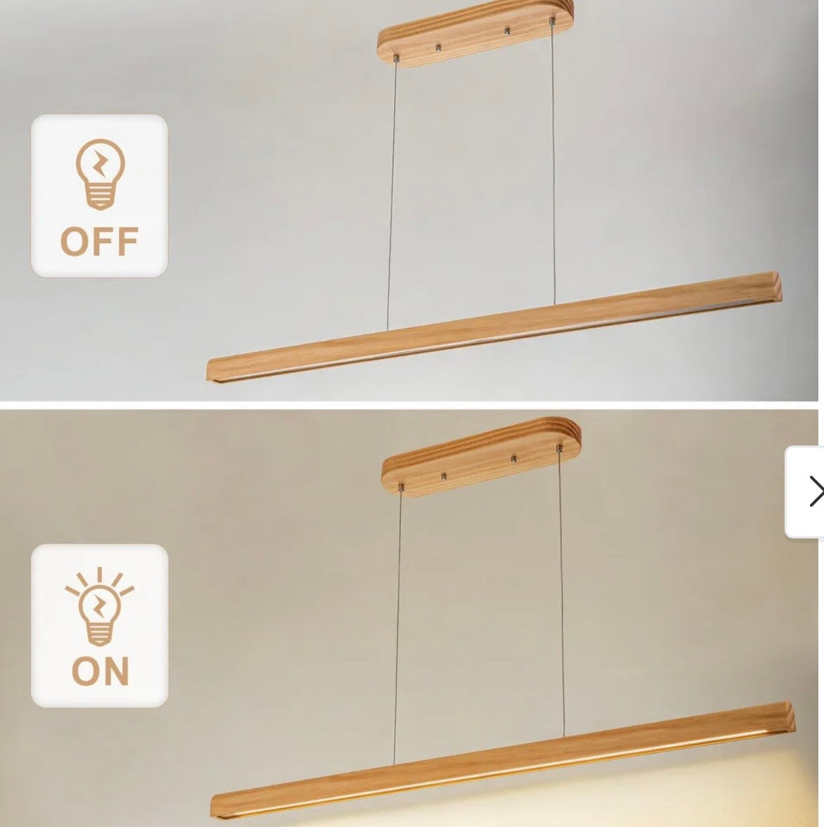 Pendant Light - Starsky 1-Light Wooden Linear Pendant Integrated LED 3000K Kitchen Island Lights 47” Light Wood
