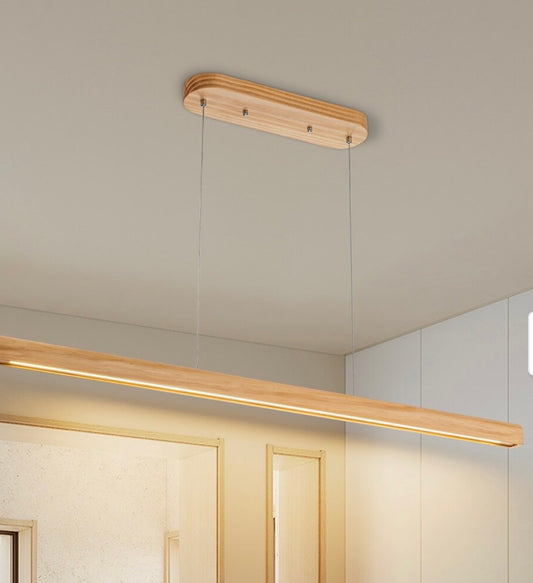 Pendant Light - Starsky 1-Light Wooden Linear Pendant Integrated LED 3000K Kitchen Island Lights 47” Light Wood